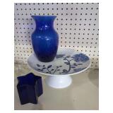 Blue: Cake Stand; Vase & Candle Holder (H299)