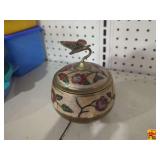 Vintage Solid Brass Decorative Bowl with Flowers & Butterfly (H289)