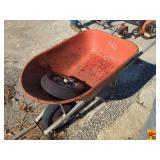 Red Wheelbarrow with Spare Wheel