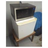 Sanyo Mini Fridge & Microwave On Stand