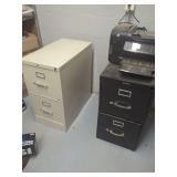 (2) Metal 2-Drawer File Cabinets & HP Printer