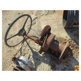 Vintage Style Manual Winch with Wheel & Cable Drum