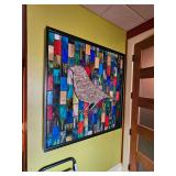 Framed Stained Glass Bird Mosaic Art
