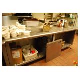 Stainless Steel Commercial Kitchen Work Table (White Bowls On Top Are Offered In A Separate Lot) Approx 8