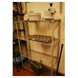 Restaurant Equipment: Metal Storage Rack and Muffin Pans
