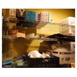 Shelving Unit with Assorted Household and Business Items