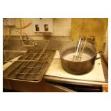 Commercial Kitchen Lot: Cutting Boards, Fry Cutter, Stock Pot, and Baking Rack
