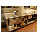 Commercial Stainless Steel Kitchen Work Table with Hatco Drawer Warmer (White Bowls On Top Are Offered In A Separate Lot) Approx 8