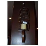 Metal and Glass Wall Sconce with Candle