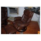 Brown Leather Recliner Chair with Ottoman