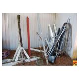 Mixed Lot of Metal and Wood - Includes Poles, Boards, and Hoses