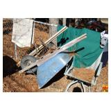Wheelbarrow, Lawn Chair and Post Hole Digger