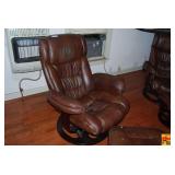Brown Leather Recliner and Ottoman Set