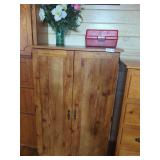 Wood Storage Cabinet With Contents