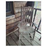 Wood Rocking Chair & (2) Small Stools
