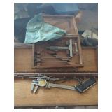 Machinist Tool Set With Fowler Caliper & Accessories In Wood Case
