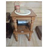 (2) Side Tables With Round Mirror & Basket