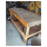 Wooden Workbench With Lower Shelf