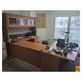 Large Wood Executive Desk With Hutch (Contents not included)