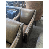 Pair of Embossed Leather Upholstered Armchairs
