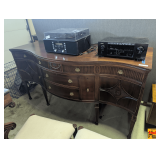 Wood Sideboard with Carved Details (Items on Top sold in lot 9)