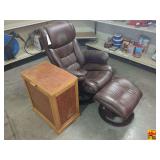 Leather Rocker With Matching Ottoman & Potato Bin