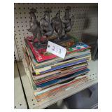 Vintage Vinyl Albums & Metal Rooster Figurine