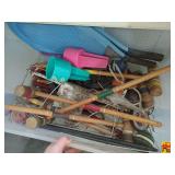 Tote With Croquet Game Pieces , Horse Shoes & More