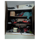 Contents Of Cabinet:  Blender, Jumper Cables & More