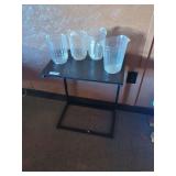Sofa Side Table, Craggy Ring Toss Game & (4) Water Pitchers