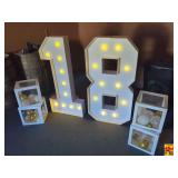 Large LED Marquee Numbers (1 & 8) With Balloon Display Boxes