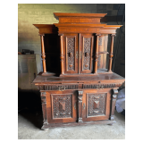 Carved Wood Two-Part Cabinet