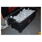 Storage Crate & Contents: Assorted PVC Pipe Fittings