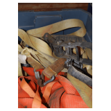 Storage Tote of Cargo Tie-Down Ratchet Straps