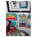 Bowl with PEZ Containers & Hot Wheels, Minnie Paper Doll, & Cassette Tapes