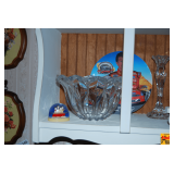 Contents of Shelf: Collectible Nascar Plate, Vases & More