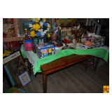 Wooden Table & 2 Chairs (Contents on Top Not Included)