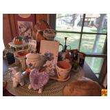 Contents on Top of Display Case: Figurines, Planter & More