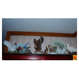 Contents on Top of Curio Cabinet: Bird Plates & Figurines
