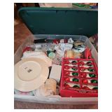 Storage Tote with Contents: Christmas Items