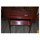 Antique Side Table with Lower Shelf Magazine Rack