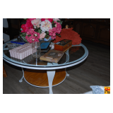 Round Accent Coffee Table with Glass Top (Contents on Top Not Included)