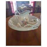 Vintage Pitcher & Bowl & Lace Doily