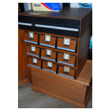 Vintage Cassette Tape Storage Cabinet & Contents, Wooden Crate