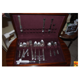 Flatware Set in a Wooden Chest (Missing some pieces)