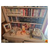 Contents of Bottom 3 Shelves & Items on Cabinet: Assorted VHS & DVD