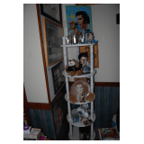 Elvis Collectibles: Shelf & Contents: Elvis, Collectible Plate, Snow Globes & More