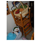 Two Ladderback Chairs & Vegetable Basket