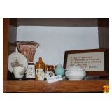 Contents of Shelf: Collectible Plate, Vase & More