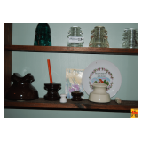 Shelf & Contents: Collection of Vintage Glass Insulators & More